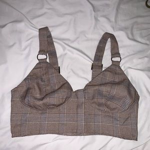 Dolls Kill Brown Plaid Bustier Crop Top